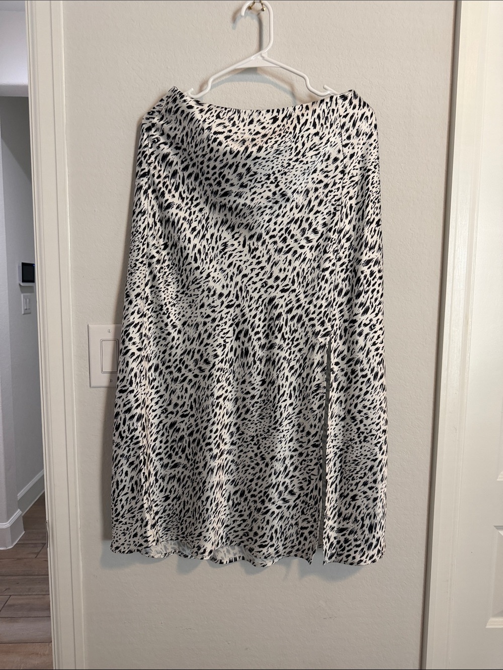 Skies Are Blue Black & White Animal Print Midi Skirt